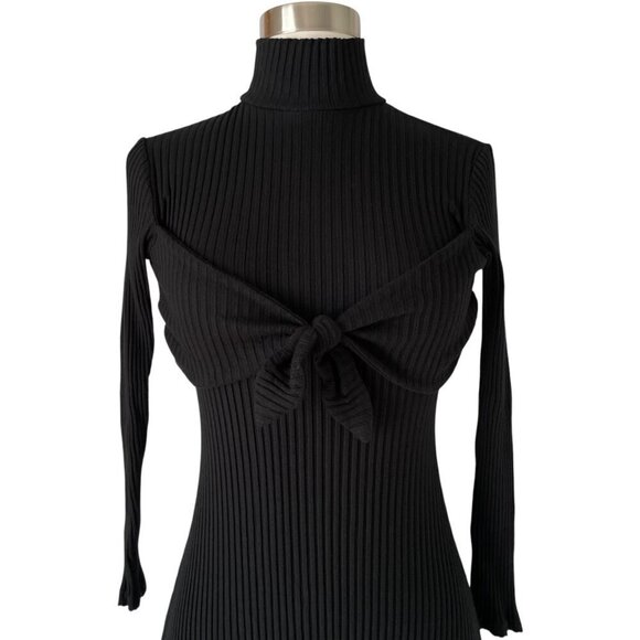 Mara Hoffman Flo Ribbed Midi Dress Size S Black Tie Front - Picture 4 of 8